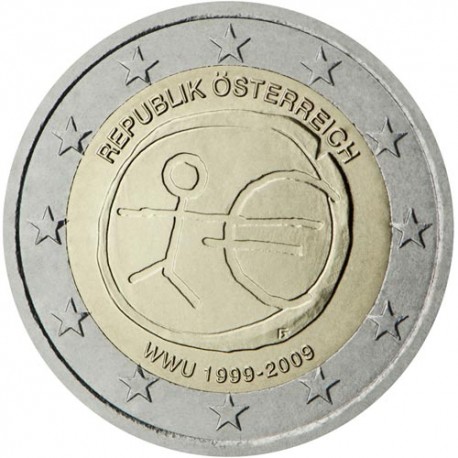 AUSTRIA 2 EUROS 2009 EMU 10 ANIVERSARIO MONEDA BIMETALICA SC Osterreich