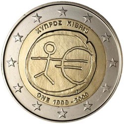 CYPRUS 2 EUROS 2009 EMU ANIVERSARY UNC BIMETALLIC