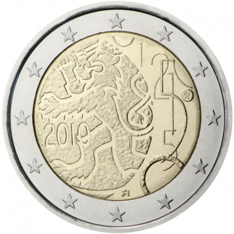 FINLANDIA 2 EUROS 2010 LEON DECRETO DE 1860 SC MONEDA BIMETALICA CONMEMORATIVA Finnland