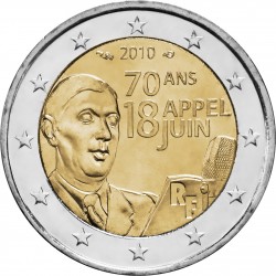 FRANCIA 2 EUROS 2010 CHARLES DE GAULLE 1945 SC MONEDA BIMETALICA CONMEMORATIVA France