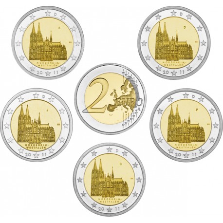 GERMANY 2 EURO 2011 COLONIA UNC A+D+F+G+J