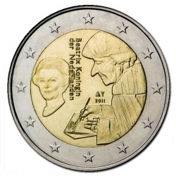 NETHERLANDS 2 EUROS 2011 ERASMUS UNC BIMETALLIC RARE