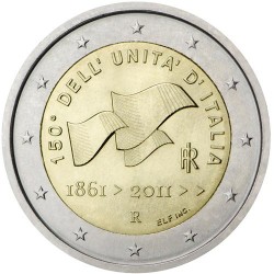 ITALY 2 EUROS 2011 UNIFICATION ANNIVERSARY UNC BIMETALLIC