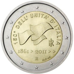 ITALY 2 EUROS 2011 UNIFICATION ANNIVERSARY UNC BIMETALLIC