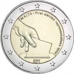 MALTA 2 EUROS 2011 ELECTIONS VOTE RARE UNC BIMETALLIC