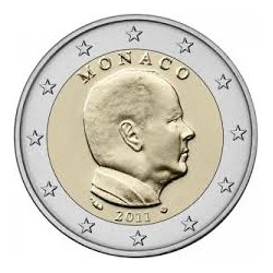 MONACO 2 EUROS 2011 ALBERTO I RARE UNC BIMETALLIC