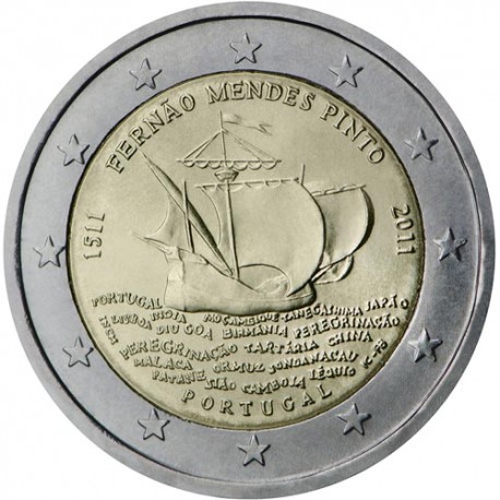 PORTUGAL 2 EUROS 2011 CARABELA de MENDES PINTO @RARA@ SC BIMETALICA MONEDA CONMEMORATIVA