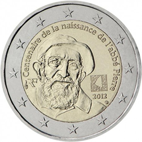 FRANCIA 2 EUROS 2012 CENTENARIO DEL NACIMIENTO DE ABBE PIERRE SC BIMETALICA MONEDA CONMEMORATIVA France