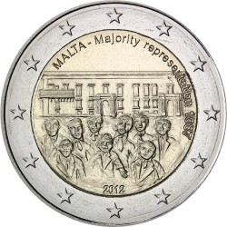 MALTA 2 EUROS 2012 CONSTITUTION RARE UNC BIMETALLIC