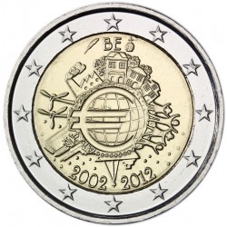 BELGIUM 2 EUROS 2012 X ANIVERSARY UNC BIMETALLIC