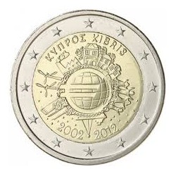 CHIPRE 2 EUROS 2012 X ANIVERSARIO DEL EURO SC MONEDA CONMEMORATIVA BIMETALICA Cyprus Zypern