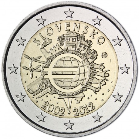 ESLOVAQUIA 2 EUROS 2012 X ANIVERSARIO DEL EURO SC MONEDA CONMEMORATIVA BIMETALICA Slovakia