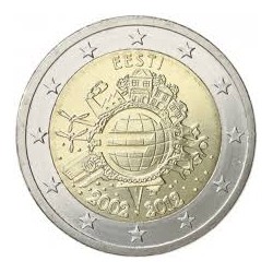 ESTONIA 2 EUROS 2012 X ANIVERSARIO DEL EURO SC MONEDA CONMEMORATIVA BIMETALICA Eesti