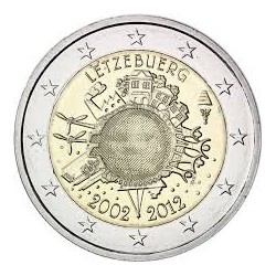LUXEMBURGO 2 EUROS 2012 X ANIVERSARIO DEL EURO SC @RARA@ MONEDA CONMEMORATIVA BIMETALICA Luxembourg