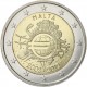 MALTA 2 EUROS 2012 X ANIVERSARIO DEL EURO SC @RARA@ MONEDA CONMEMORATIVA BIMETALICA