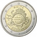 MALTA 2 EUROS 2012 X ANNIVERSARY UNC BIMETALLIC