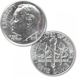 ESTADOS UNIDOS 10 CENTAVOS DIME 1995 D ROOSVELT KM.195A MONEDA DE NICKEL SC USA COIN