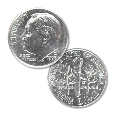 ESTADOS UNIDOS 10 CENTAVOS DIME 1995 D ROOSVELT KM.195A MONEDA DE NICKEL SC USA COIN