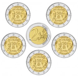 ALEMANIA 2 EUROS 2013 A+D+F+G+J TRATADO del ELISEO 50 ANIVERSARIO SC MONEDA CONMEMORATIVA Germany BRD