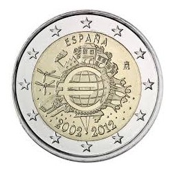 SPAIN 2 EUROS 2012 X ANNIVERSARY UNC BIMETALLIC