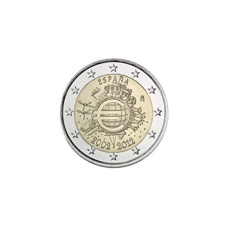 ESPAÑA 2 EUROS 2012 X ANIVERSARIO DEL EURO SC MONEDA CONMEMORATIVA BIMETALICA Spain