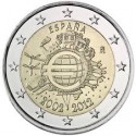 ESPAÑA 2 EUROS 2012 X ANIVERSARIO DEL EURO SC MONEDA CONMEMORATIVA BIMETALICA Spain
