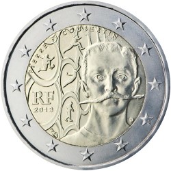 2€ EUROS 2013 FRANCIA PIERRE de COUBERTIN SIN CIRCULAR