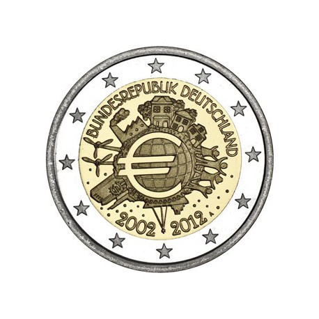 ALEMANIA 2 EUROS 2012 X ANIVERSARIO DEL EURO SC MONEDA CONMEMORATIVA BIMETALICA Germany BRD