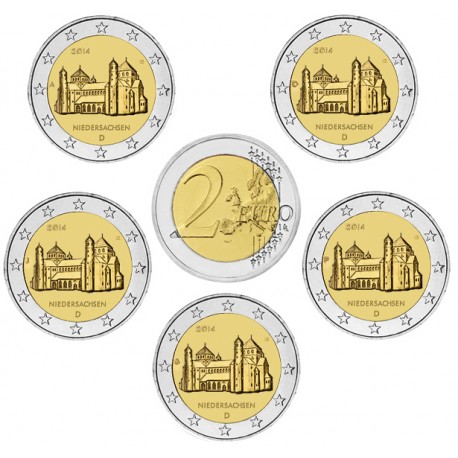 ALEMANIA 2 EUROS 2014 A+D+F+G+J IGLESIA DE SAN MIGUEL EN SAJONIA SC MONEDA CONMEMORATIVA Germany BRD