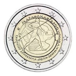 GRECIA 2 EUROS 2010 OLIMPIADA MARATON SC MONEDA BIMETALICA CONMEMORATIVA Greece Marathon