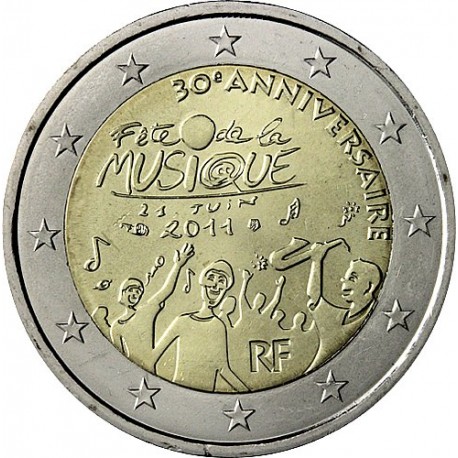 FRANCIA 2 EUROS 2011 FESTIVAL DE MUSICA 30 ANIVERSARIO SC BIMETALICA MONEDA CONMEMORATIVA France