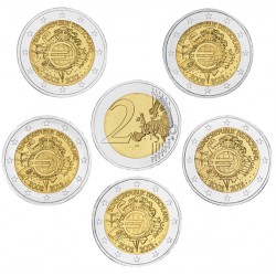 ALEMANIA 2 EUROS 2012 A+D+F+G+J X ANIVERSARIO DEL EURO SC @RARA@ MONEDA CONMEMORATIVA BIMETALICA Germany BRD