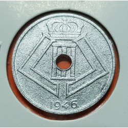 BELGICA 25 CENTIMOS 1946 ESCUDOS BELGIQUE KM.132 MONEDA DE ZINC OCUPACION NAZI III REICH WWII Belgium 25 Centimes