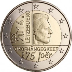 LUXEMBURGO 2 EUROS 2014 ANIVERS. INDEPENDENCIA SIN CIRCULAR