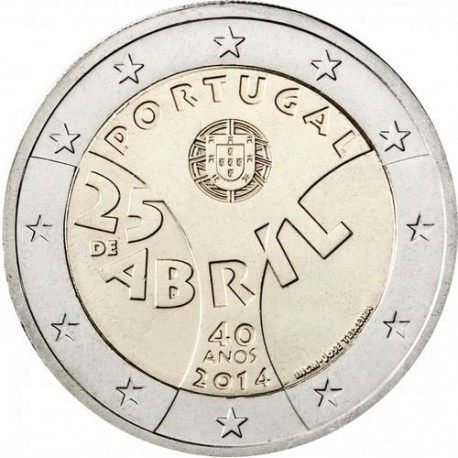 PORTUGAL 2 EUROS 2014 REVOLUCION DEL 25 DE ABRIL 40 ANIVERSARIO SC MONEDA CONMEMORATIVA