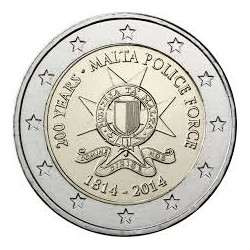 MALTA 2 EUROS 2014 POLICIA MALTESA 200 ANIVERSARIO @RARA@ SC MONEDA CONMEMORATIVA