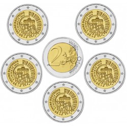 ALEMANIA 2 EUROS 2015 A+D+F+G+J UNIFICACION 25 ANIVERSARIO SC 5 MONEDAS CONMEMORATIVAS Germany