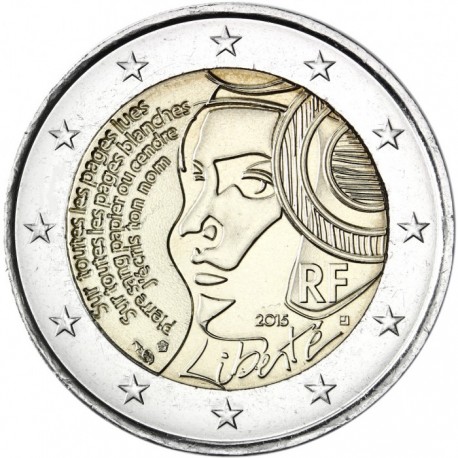 FRANCIA 2 EUROS 2015 DAMA 225 AÑOS DE LA FEDERACION SC MONEDA CONMEMORATIVA France