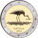 LETONIA 2 EUROS 2015 LA CIGUEÑA NEGRA SC MONEDA CONMEMORATIVA Latvia