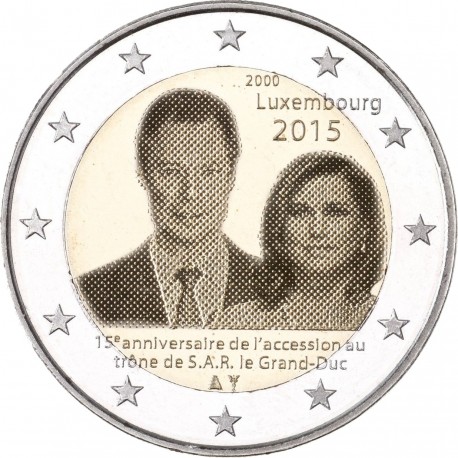 LUXEMBURGO 2 EUROS 2015 DUQUE JEAN 15 ANIVERSARIO DE SU ASCENSION AL TRONO SC MONEDA CONMEMORATIVA Luxembourg