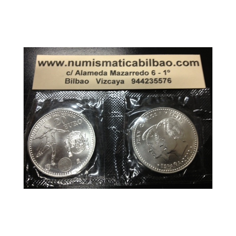 ESPAÑA 20 EUROS 2010 CAMPEONES DEL MUNDO MUNDIAL DE FUTBOL MONEDA DE PLATA SC