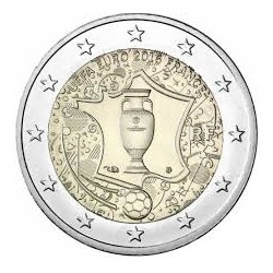 FRANCIA 2 EUROS 2016 EUROCOPA DE FUTBOL TROFEO SC MONEDA CONMEMORATIVA COIN FRANCE