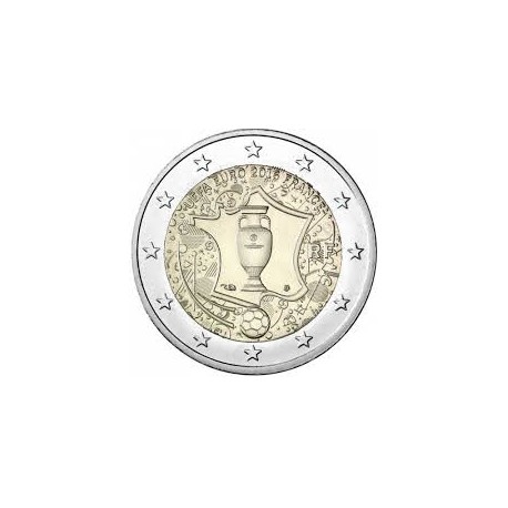 FRANCIA 2 EUROS 2016 EUROCOPA DE FUTBOL TROFEO SC MONEDA CONMEMORATIVA COIN FRANCE