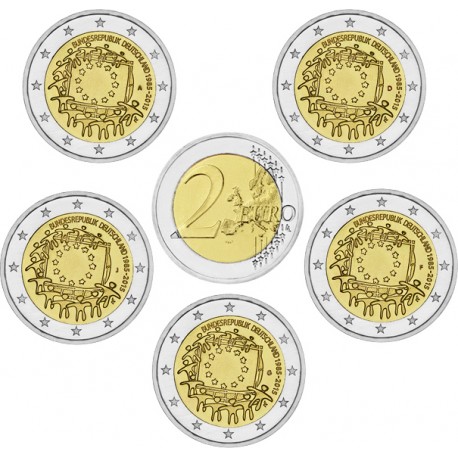 ALEMANIA 2 EUROS 2015 BANDERA EUROPEA A+D+F+G+J SC Monedas