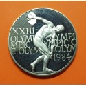 @OFERTA@ ESTADOS UNIDOS MEDALLA 1984 DISCOBOLO y ANTORCHA SOUVENIR DE LA VILLA OLIMPICA EN LOS ANGELES NICKEL SC-