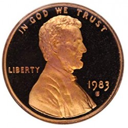 ESTADOS UNIDOS 1 CENTAVO 1983 S ABRAHAM LINCOLN KM.201B MONEDA DE COBRE PROOF USA 1 cent FROM MINT SET