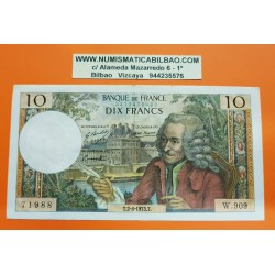 FRANCIA 10 FRANCOS 1973 VOLTAIRE y PALACIOS Serie W.909 - 71988 Pick 147D BILLETE MBC+ France Francs