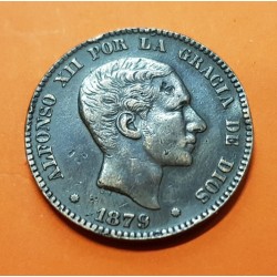 . 5 CENTIMOS 1877 OM ALFONSO XII COBRE @LUJO@ ESPAÑA