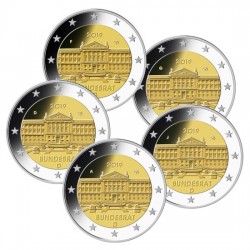 ALEMANIA 2 EUROS 2019 A+D+F+G+J BUNDESRAT 70 ANIVERSARIO SC 5 MONEDAS CONMEMORATIVAS Germany 2 Euro coin