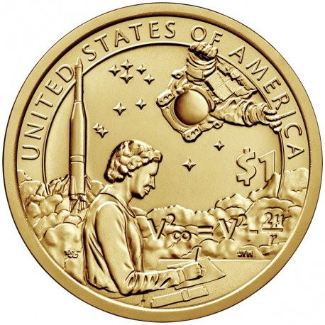 ESTADOS UNIDOS 1 DOLAR 2019 D INDIA SACAGAWEA, ASTRONAUTA y COHETE SC MONEDA DE LATON USA 1 Dollar NATIVE